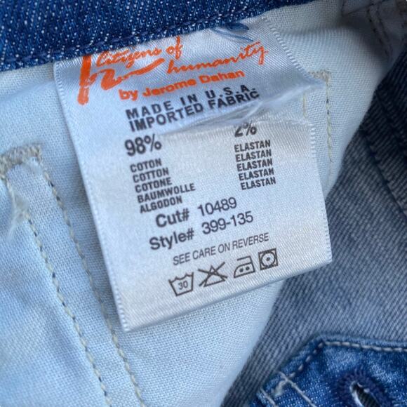 New Citizens of Humanity Women Dark Wash Whiskered Jean Denim Mini Skirt 27 - Picture 5 of 14